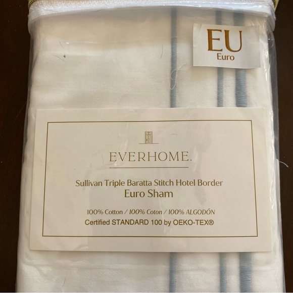 EVERHOME Bedding Nwt Euro Pillow Shams Bluewhite Hotel Collection 0